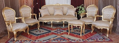 Canapé cabriolet style Louis XV en finition acajou foncé – MEUBLES DOBOIS