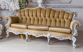 Canapé marquise style Louis XV en velours bordeaux – MEUBLES DOBOIS