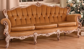 Canapé marquise style Louis XV en bois doré et tissu crème – MEUBLES DOBOIS