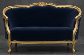 canapé marquise style Louis XV et tissu décoratif