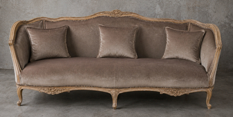 Canapé marquise style Louis XV avec tissu fleuri classique – MEUBLES DOBOIS
