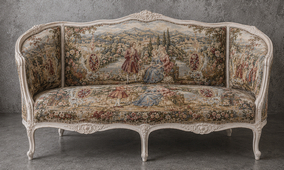 Canapé marquise style Louis XV avec tissu fleuri classique – MEUBLES DOBOIS