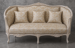 Canapé marquise style Louis XV avec tissu fleuri classique – MEUBLES DOBOIS