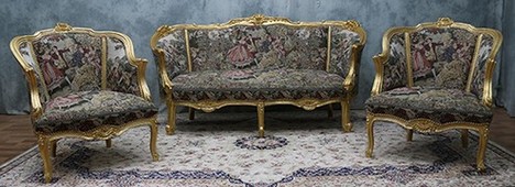 Canapé marquise style Louis XV en velours rouge – MEUBLES DOBOIS