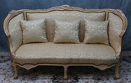 Canapé marquise style Louis XV avec tissu capitonné bleu – MEUBLES DOBOIS