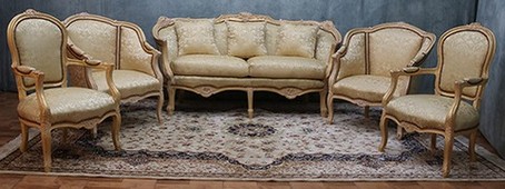 Canapé marquise style Louis XV avec tissu fleuri classique – MEUBLES DOBOIS