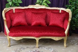 Canapé marquise style Louis XV en velours violet – MEUBLES DOBOIS