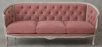 Banquette ottomane baroque avec structure en bois et tissu raffiné