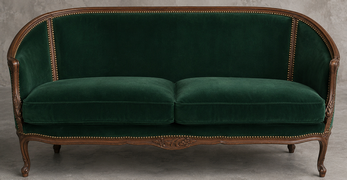Banquette en bois sculpté avec assise tapissée style Louis XV