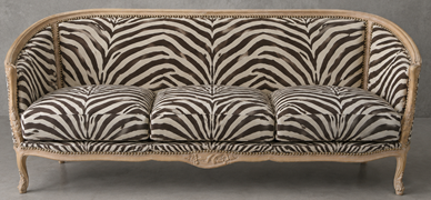 Banquette ottomane en tissu zèbre de style baroque
