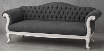 Banquette baroque Pompadour avec accoudoirs sculptés