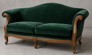 Banquette Louis XV Pompadour avec structure en bois massif
