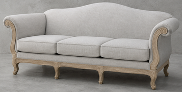 Banquette de style baroque avec assise en tissu et bois courbé