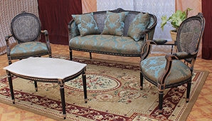 Canapé médaillon corbeille style Louis XVI en velours rouge – MEUBLES DOBOIS