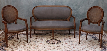 Canapé médaillon style Louis XVI finition acajou foncé – MEUBLES DOBOIS