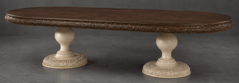 Table de salle à manger baroque ovale à 2 pieds centraux sculptés en bois – LES MEUBLES DOBOIS