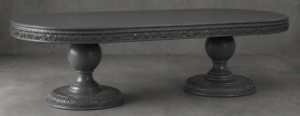 Table de repas ovale baroque en bois à 2 pieds centraux sculptés – LES MEUBLES DOBOIS