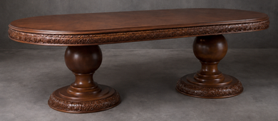 Table de salle à manger ovale de prestige à 2 pieds centraux de style Empire – LES MEUBLES DOBOIS