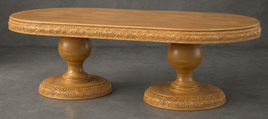 Table de repas ovale baroque à 2 pieds centraux sculptés – LES MEUBLES DOBOIS