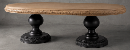 Table de repas ovale baroque à 2 pieds centraux sculptés – LES MEUBLES DOBOIS