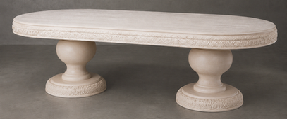 Grande table de repas ovale sculptée à 2 pieds centraux baroques – LES MEUBLES DOBOIS