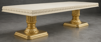 Table de repas romaine de style baroque gris foncé, rectangulaire en bois massif - LES MEUBLES DOBOIS