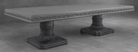 Grande table de salle à manger romaine de style baroque dorée, rectangulaire et fabriquée sur mesure - LES MEUBLES DOBOIS