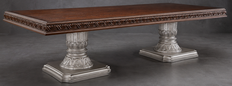 Grande table de salle à manger romaine de style baroque en chêne moyen, rectangulaire - LES MEUBLES DOBOIS