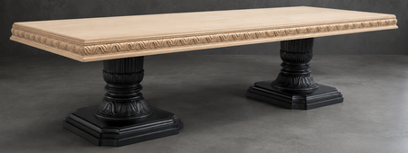 Table de salle à manger romaine de style baroque couleur cuivre avec pieds centraux sculptés - LES MEUBLES DOBOIS
