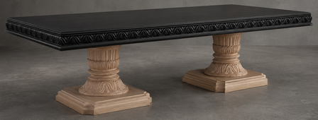 Table de salle à manger romaine de style baroque noire, rectangulaire en bois massif - LES MEUBLES DOBOIS