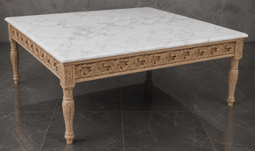 Table de salon style baroque avec plateau en marbre - LES MEUBLES DOBOIS