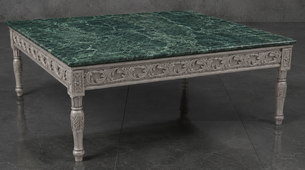 Table basse baroque personnalisable avec plateau en marbre - LES MEUBLES DOBOIS