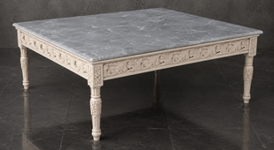 Table basse baroque rectangulaire avec plateau en marbre - LES MEUBLES DOBOIS