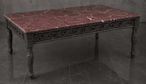 Table basse baroque de salon sur mesure avec plateau en marbre - LES MEUBLES DOBOIS