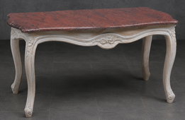 Table basse de salon style Louis XV en bois noir mat avec plateau en marbre vert Indi - LES MEUBLES DOBOIS