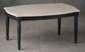 Table basse de salon style Louis XVI en bois doré blanchi et marbre beige Emperor - LES MEUBLES DOBOIS