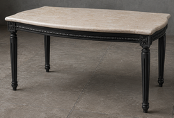 Table basse style Louis XVI en bois doré patiné avec plateau en marbre rouge Agadir - LES MEUBLES DOBOIS