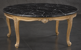 Table basse ronde Louis XV personnalisable avec plateau en marbre - LES MEUBLES DOBOIS