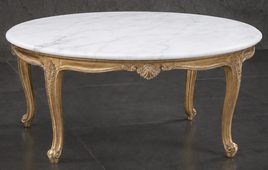 Table basse ronde de salon style Louis XV sculptée à la main - LES MEUBLES DOBOIS