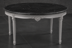 Table basse ronde de salon style Louis XVI avec plateau en marbre - LES MEUBLES DOBOIS