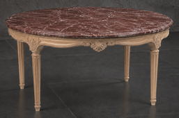 Table basse ronde de salon style Louis XVI en hêtre massif - LES MEUBLES DOBOIS