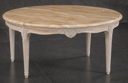 Grande table basse ronde de salon style Louis XVI sur mesure - LES MEUBLES DOBOIS