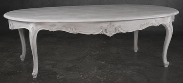 Table de repas ovale style Louis XV avec pieds sculptés en bois massif - LES MEUBLES DOBOIS