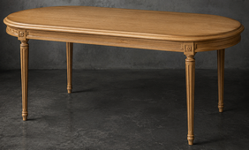 Table de repas ovale style Louis XVI couleur chêne clair en bois massif - LES MEUBLES DOBOIS