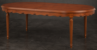Grande table de salle à manger ovale style Louis XVI couleur chêne moyen - LES MEUBLES DOBOIS