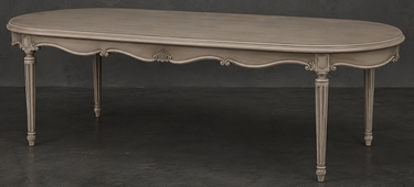 Table de repas ovale style Louis XVI couleur chêne foncé en bois massif - LES MEUBLES DOBOIS