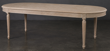 Grande table de salle à manger ovale style Louis XVI noir cérusé en bois massif - LES MEUBLES DOBOIS