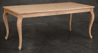 Table de salle à manger rectangulaire style Louis XV avec quatre pieds galbés sculptés - LES MEUBLES DOBOIS