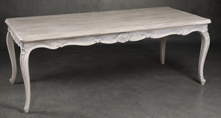 Table de repas rectangulaire style Louis XV avec ceinture sculptée en bois massif - LES MEUBLES DOBOIS