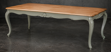 Table de salle à manger rectangulaire style Louis XV en bois massif sur mesure - LES MEUBLES DOBOIS